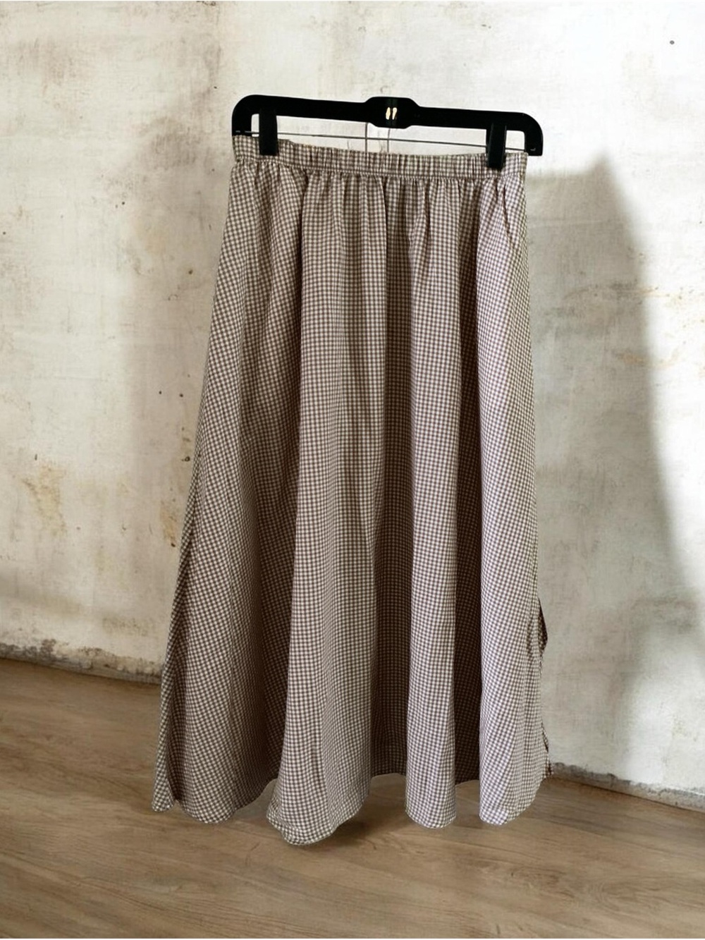 a new day Brown Gingham Midi Skirt